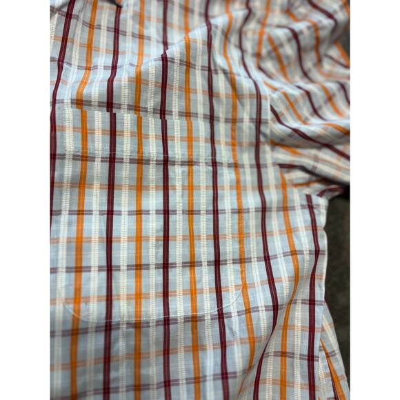 Peter Millar Shirt Mens Medium Orange Brown Plaid Long Sleeve Button Up - Picture 3 of 6